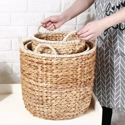 New design natural water hyacinth laundry baskets Hotel use handmade hot sell woven rattan laundry basket for washing clothings