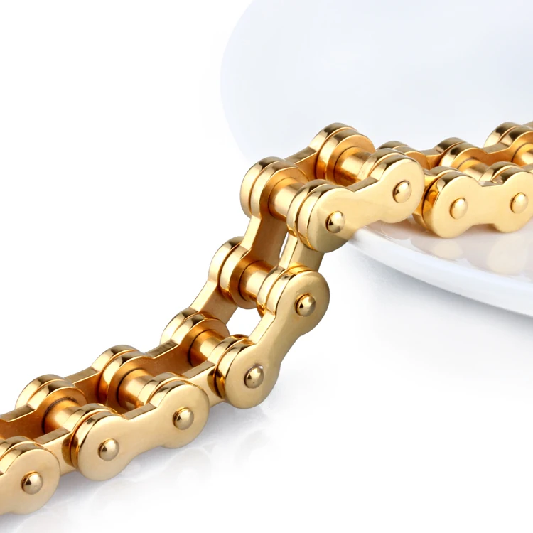 
Men Cool Heavy Stainless Steel Biker 18K Gold Jewelry Accessories Motorcycle Chain Link Bracelet 