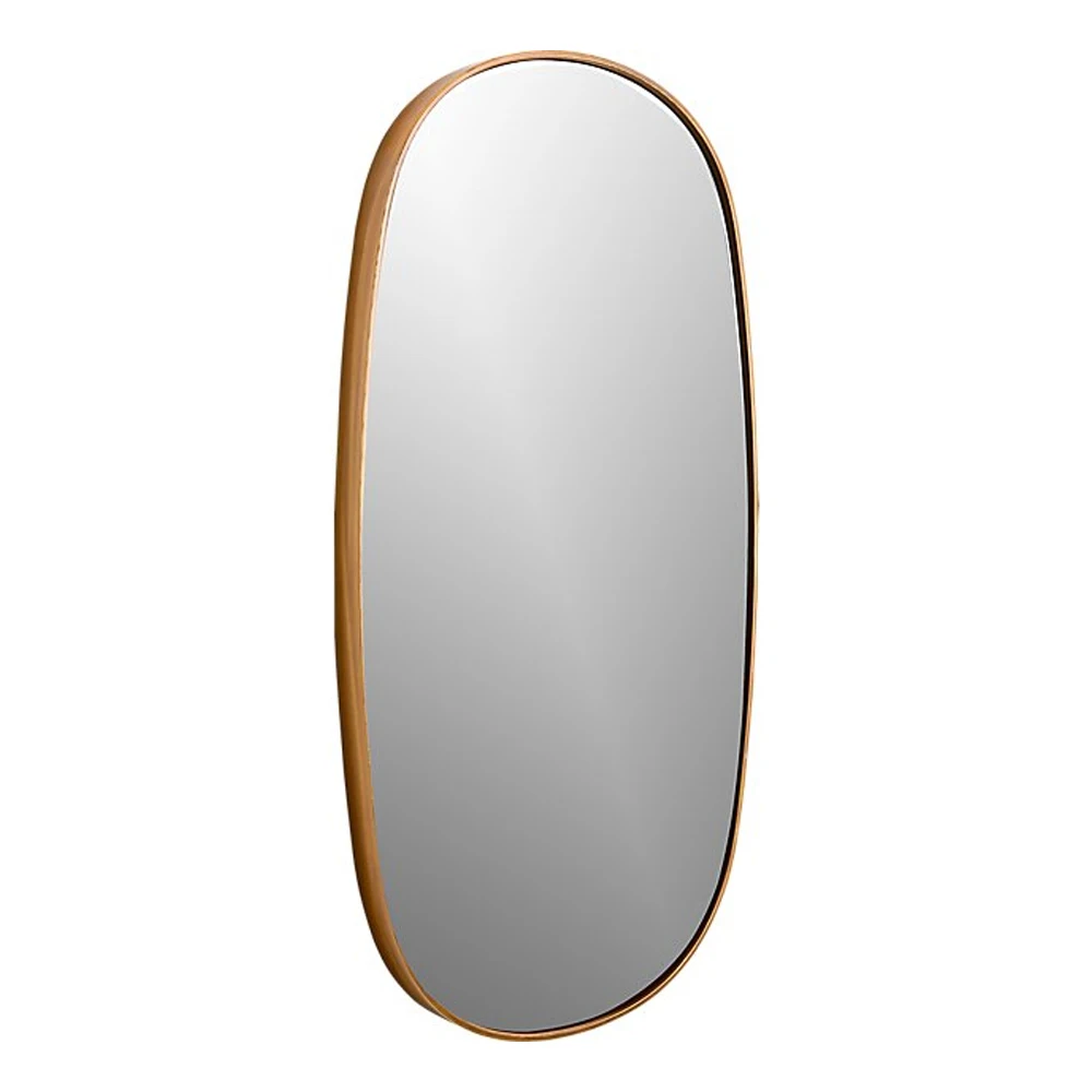 hot selling oval mirror brass RIANHOU wall mounted metal frame mirror decorative for living room