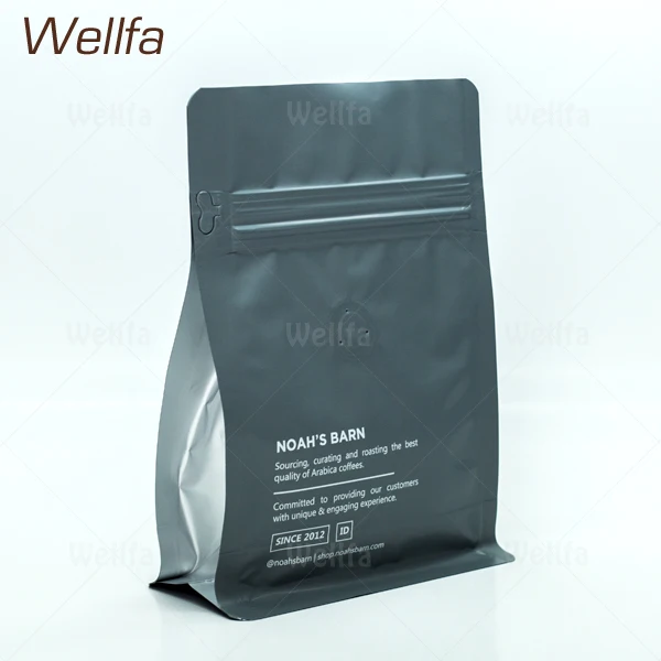 Block Bottom Coffee Bag Packaging With Air Valve & Pocket Zipper