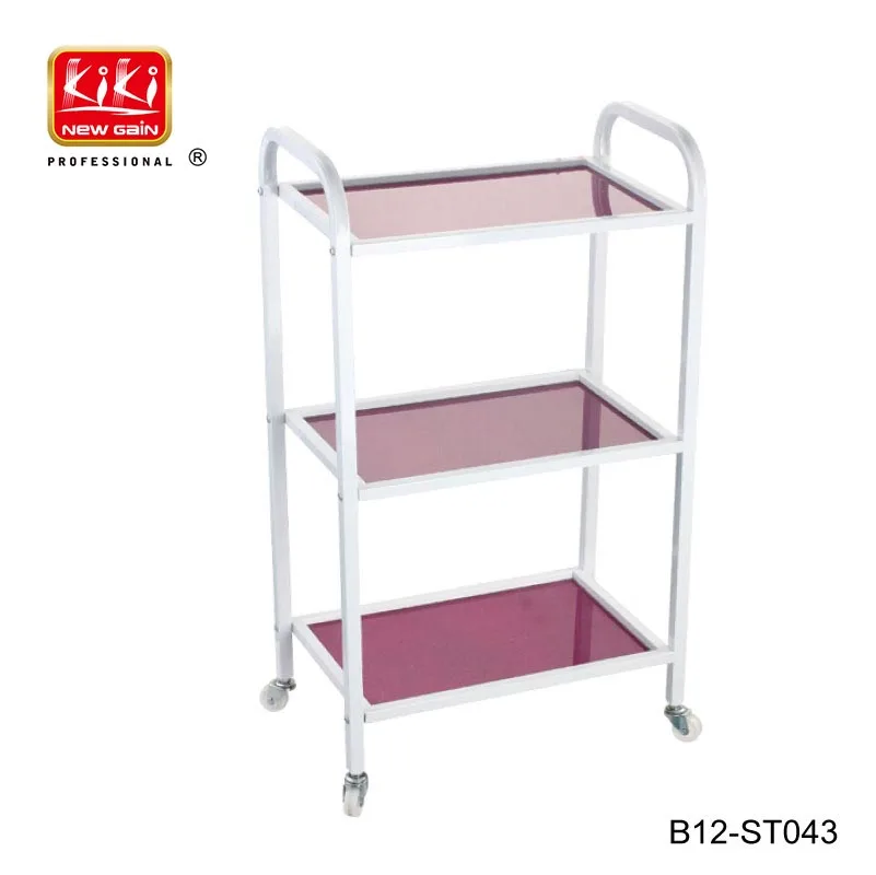 Тележка KIKI NEWGAIN из закаленного стекла, тележка для салона красоты с 3 лотками