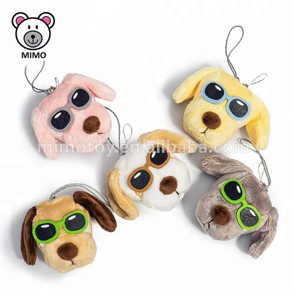 Various Stuffed Animal Head Plush Toy Dog Keychain / Keyring With Hat LOW MOQ Wholesale Mini Soft Plush Christmas Dog Keychain