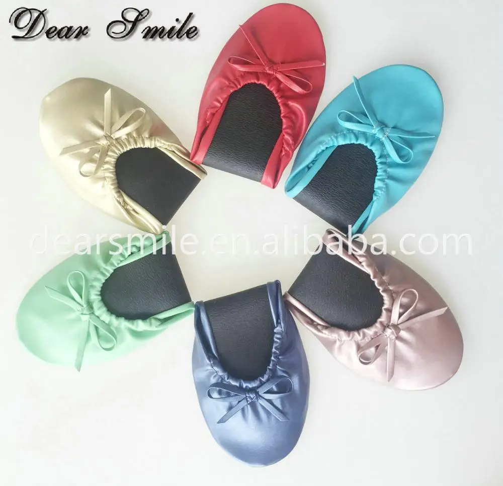 Cheap Customized logo Company Event Gift Women White Foldable Flats with Bag logo