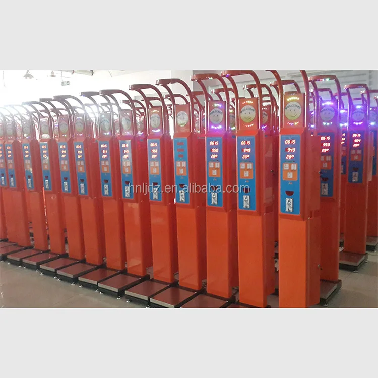 Electronic scale coin machine for measuring body height and weight