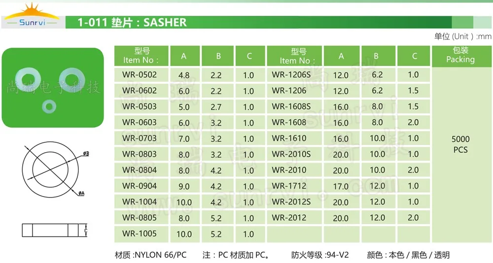 Plastic injection lock nylon washer round nylon washer M2 M3 M4 M5 M6