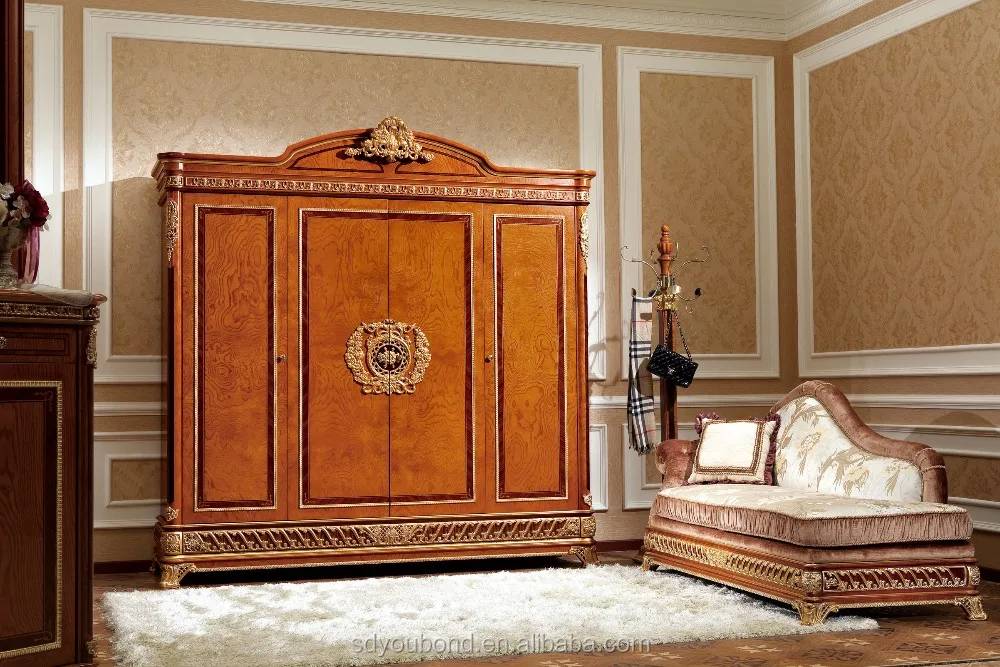 0062 Italy Luxury modern and antique bedroom set design neo-classic royal wooden bedroom set furniture