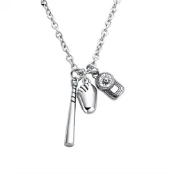 Baseball League Souvenir Jewelry stainless steel Baseball bat cap glove pendant necklace
