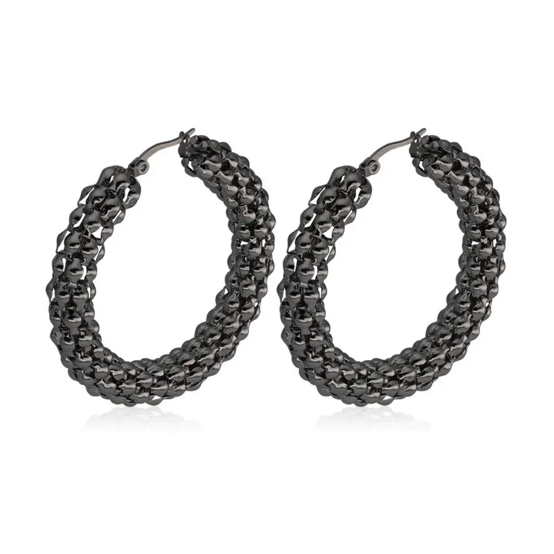 Stainless Steel Women Earring Round Corn Ball Club Hip Hop Punk Hoop Earrings Jewelry For Jewelers