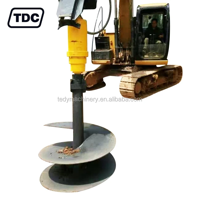 Small excavator mounted tree planting earth auger drill with tungsten drilling bit