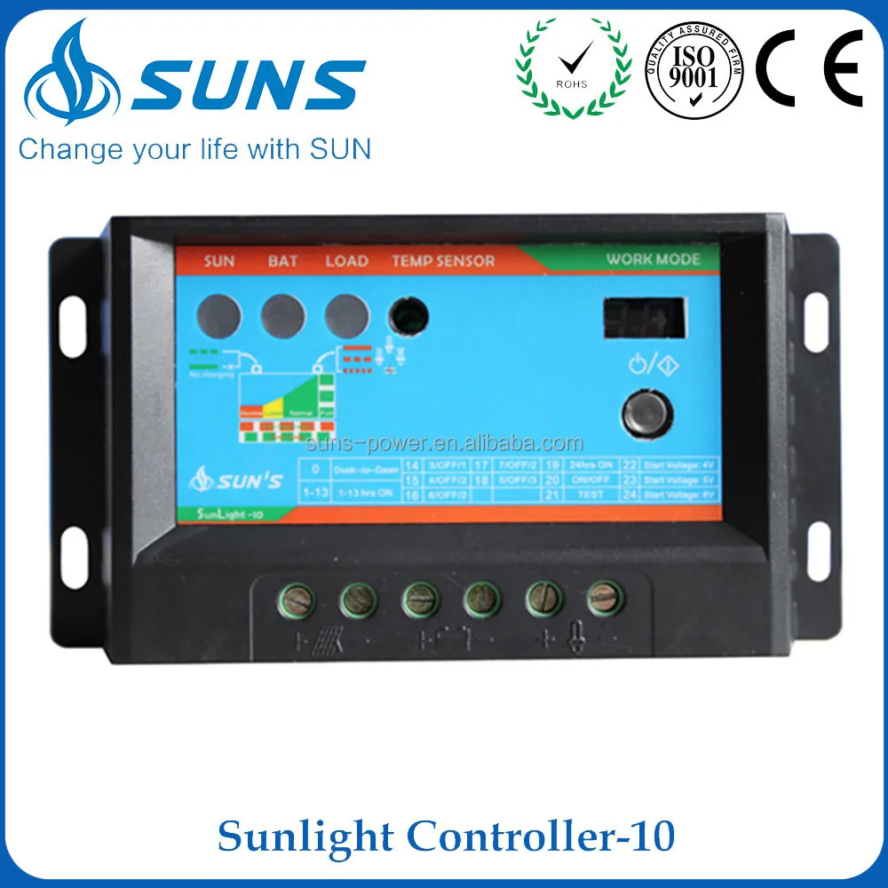 China competitive price Wind Lithium ion 12v 24v 10a solar pwm charge controller with charger
