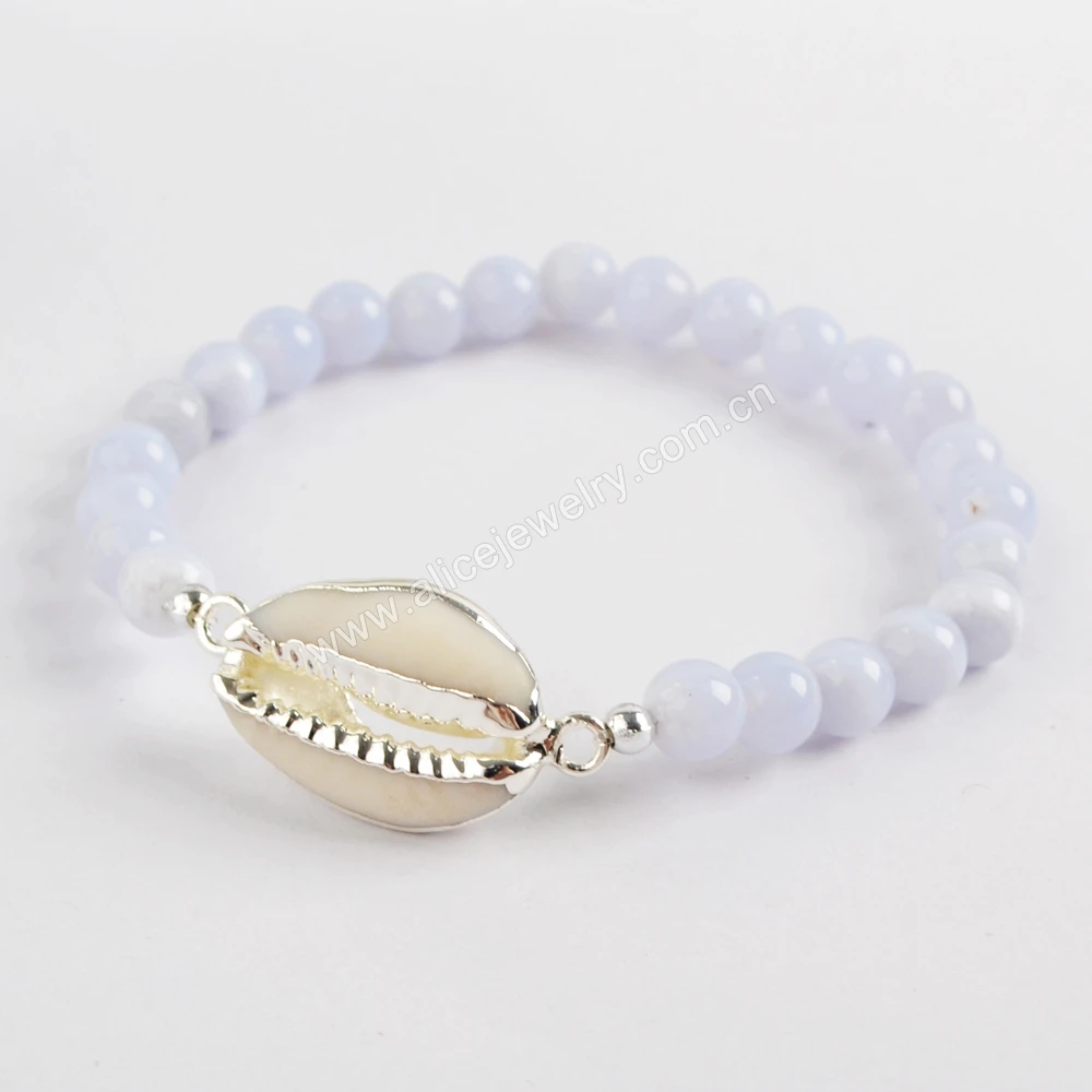 G1552 Cowrie Shell With Pearl Beads Bracelet Gemstone Bead Bracelet
