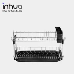 2 tier drain drying rack cutlery storage rack kitchen metal dish rack