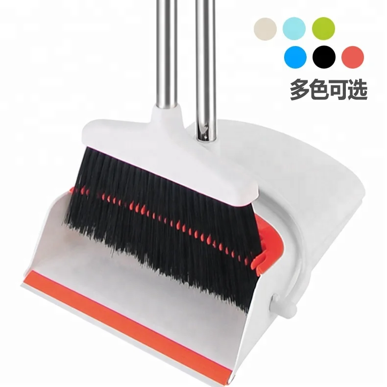 
Broom and Dustpan Set - Self-Cleaning Broom Bristles 