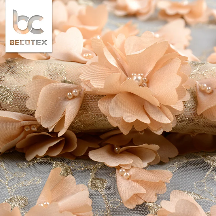 2023 champagne 3d beaded evening dress lace fabric dubai for party