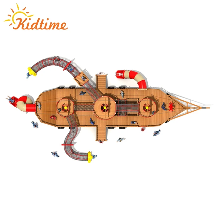 Customized size ship outdoor playground equipment with slide