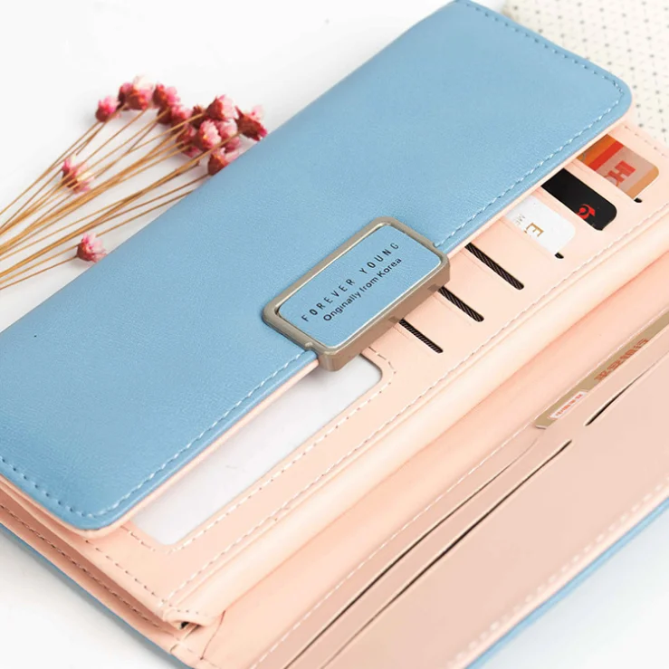 New Candy Color Long Style Women Purse Large Capacity Card Holder Wallet
