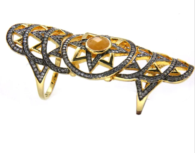 Fashion jewelry 925 silver butterfly flower cz rings Snake-shaped gold-plated silver rings insect-shaped fashionable ring
