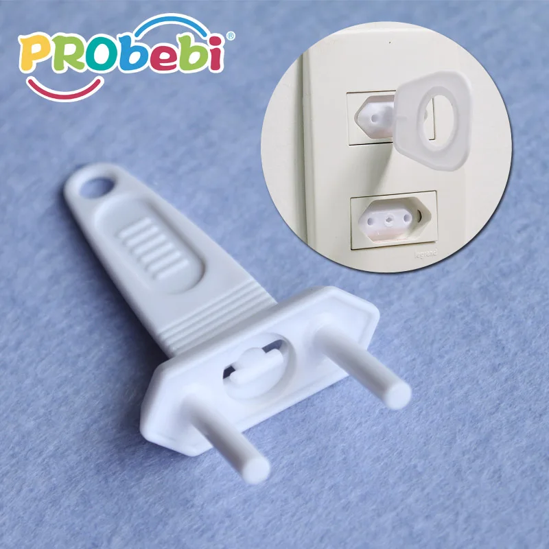 Plastic two pin plug protector with key for children proof