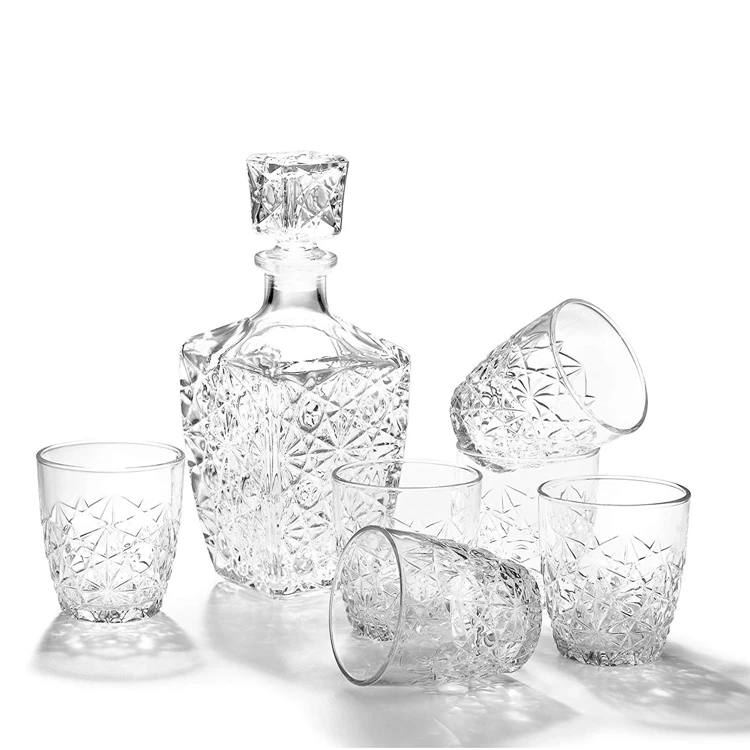 JHROC07 800ml Unique Scotch Whisky Glass Decanter Set for Liquor Wine Whisky