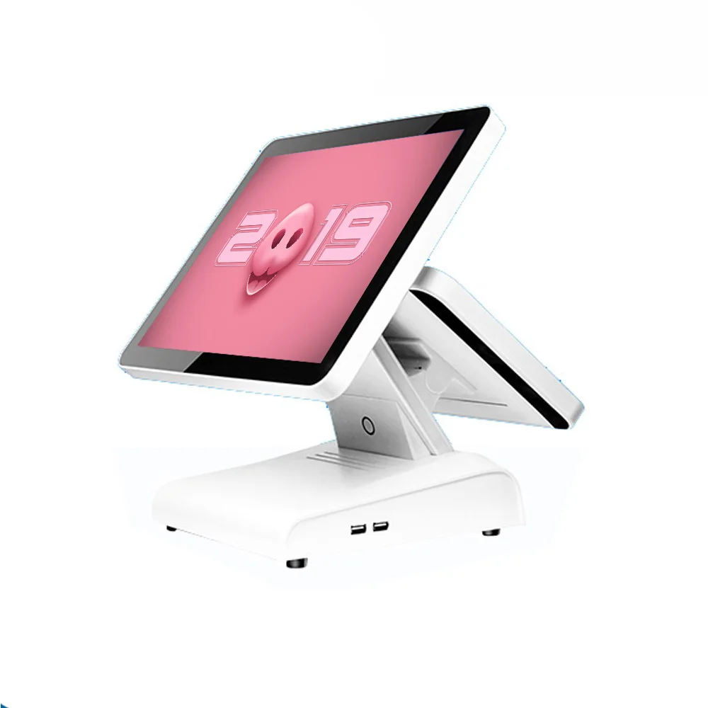 A Whole set of 15 inch dual screen pos all in one cash register pos system machine