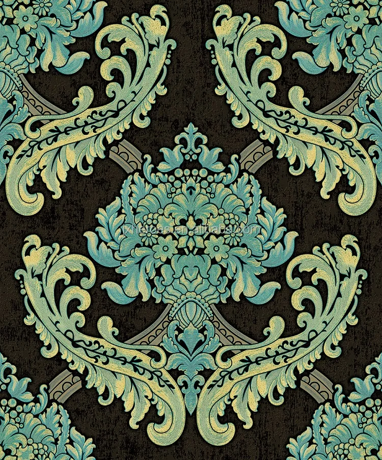 Classic European Flower Style Decorative Design Deep Embossed Vinyl Wallpaper