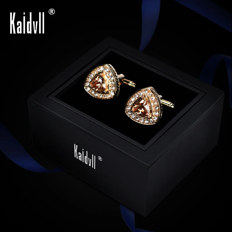 Кристалл горный хрусталь CZ запонки мужские свадебные деловые рубашки 18K позолоченные запонки