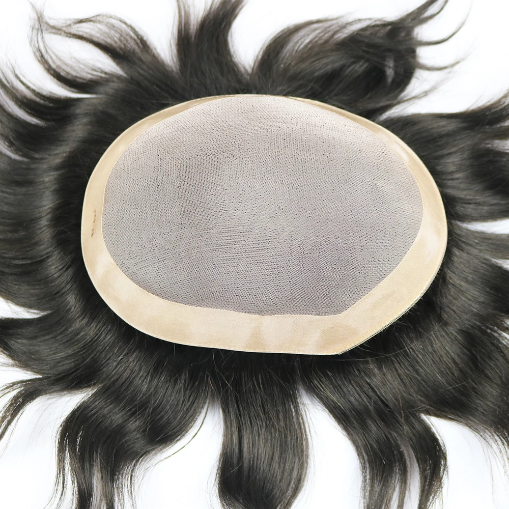 Eversilky  100% Human Hair Toupee For Men Mono Lace With NPU Human Hair Toupee Replacement System Natural Straight 5 Colors