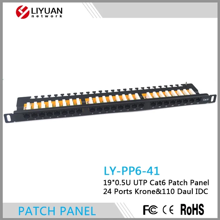 0.5U LY-PP6-41 High Quality Cat6 UTP 24 Ports Patch Panel