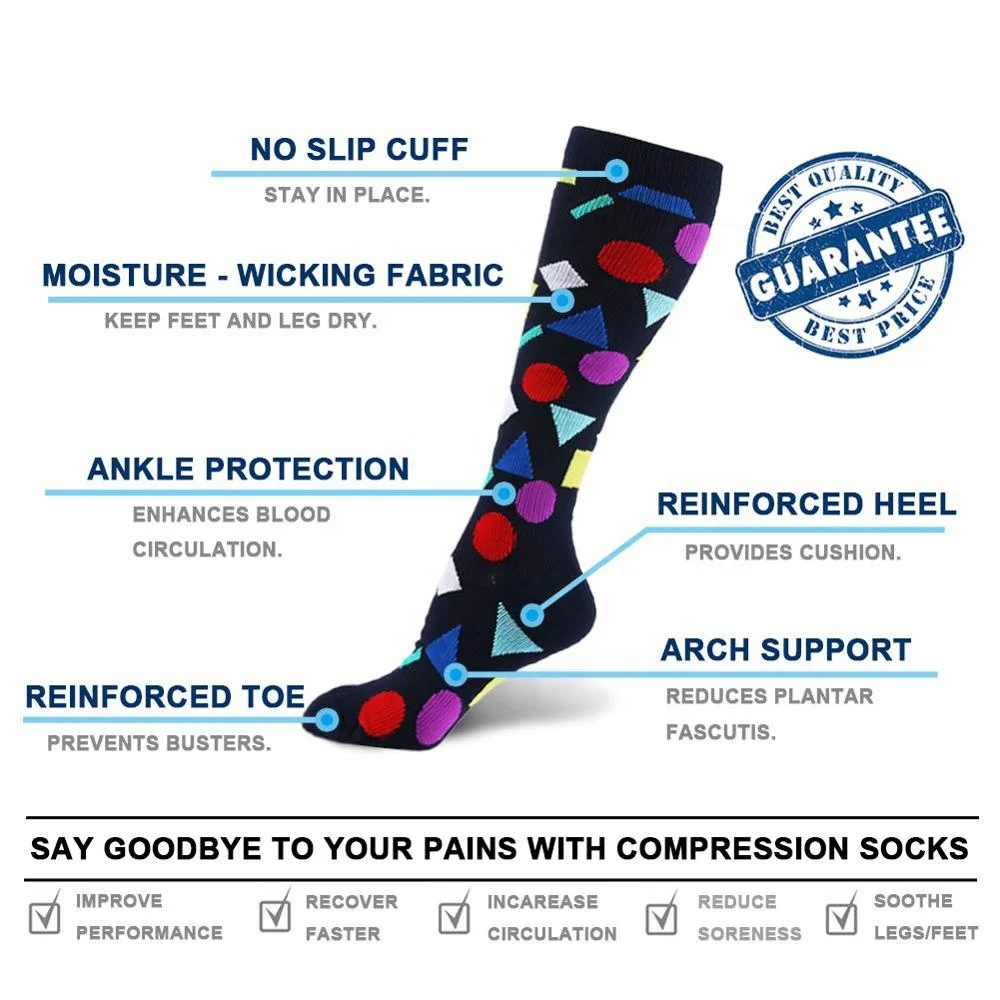 Hot Sale Fashion Cute Compression Socks Unisex Geometric Cherry Slimming Fun Socks