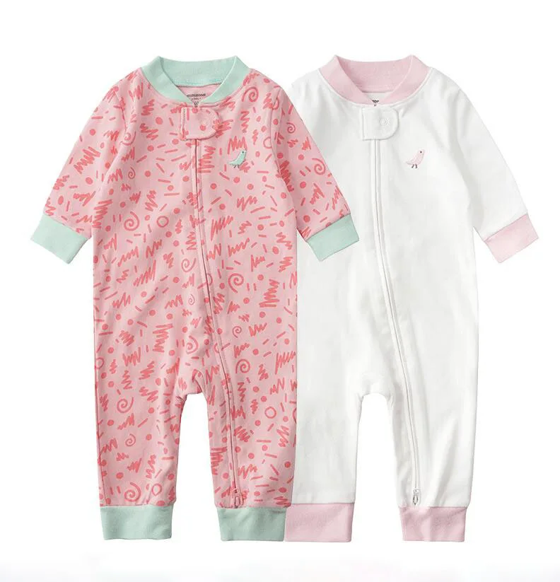 manufacturer Organic Cotton Baby Boy Girl Fleece Zip up Sleep  Footed  Long Sleeve