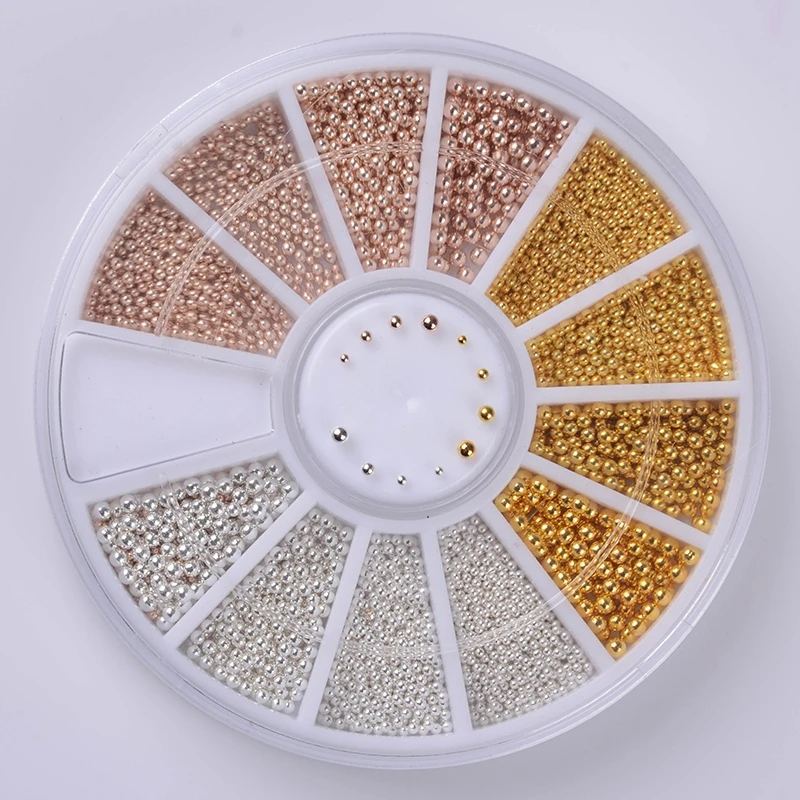 Wheel Package 3D Mix Color Pearl Metal Flatback Rhinestone Nail Decoration