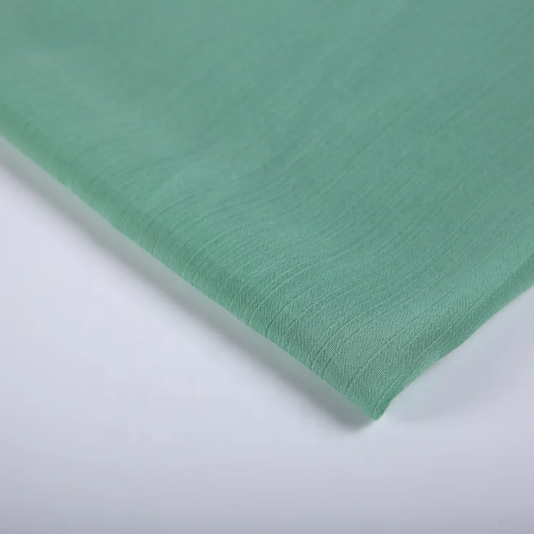 New product polyester green plain dyed recycle yoryu crinkle Korea composition chiffon fabric