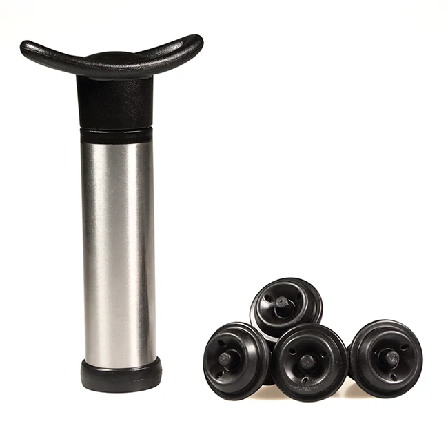 Stainless Steel Wine Cork Vacuum Pump Bottle Saver Preserver Accessories Set With 2 Stoppers