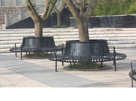 
custom outdoor garden galvanized steel park round metal iron tree bench seating 