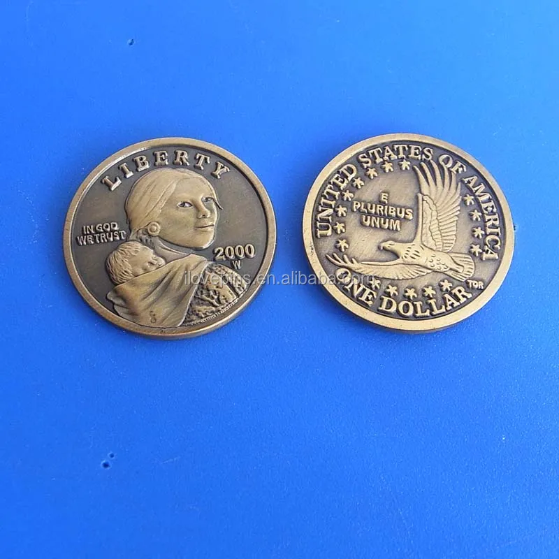 one dollar 3d designs antique gold/antique copper coin for USA