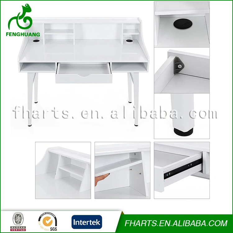Modern Large White Wooden Dressing Table With Mirror and Chair