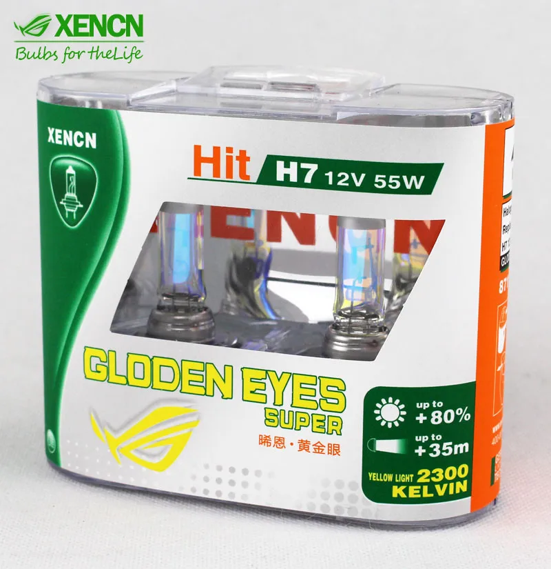XENCN Golden Eyes 2300k head light 180% brighter PX26d 55W halogen bulb H7 12v yellow