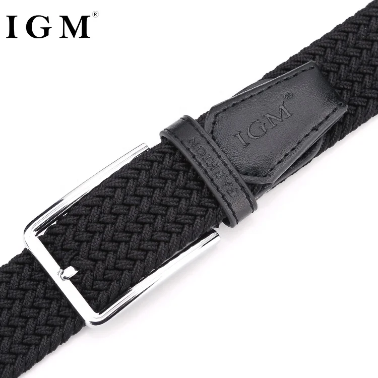 IGM Men knit pu braided leather webbing manufacture belt