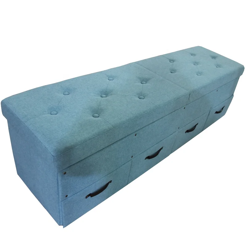 
Furniture folding foot rest long storage bench With Box 