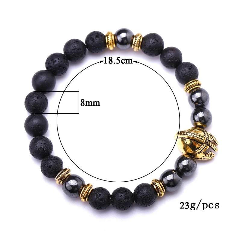 Trade Insurance High Quality Hematite Lava Stone Bracelet Charm Helmet