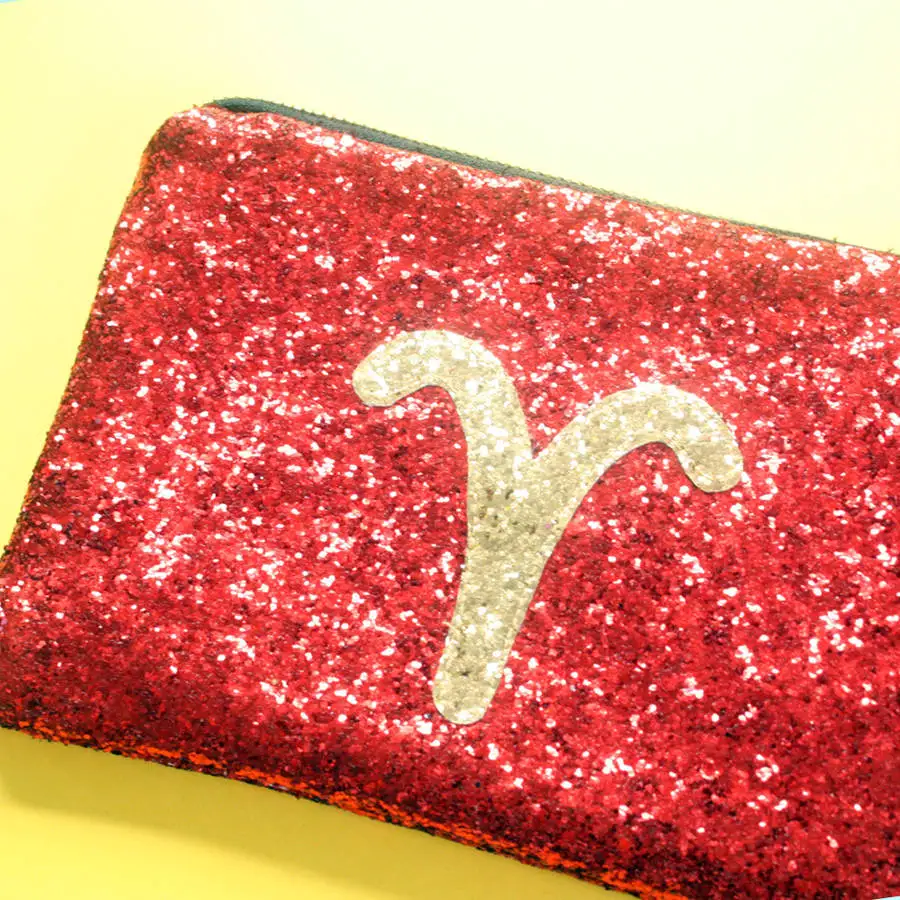black glitter printed zodiac sign glitter clutch cosmetic bag wholesale makeup organizer bag
