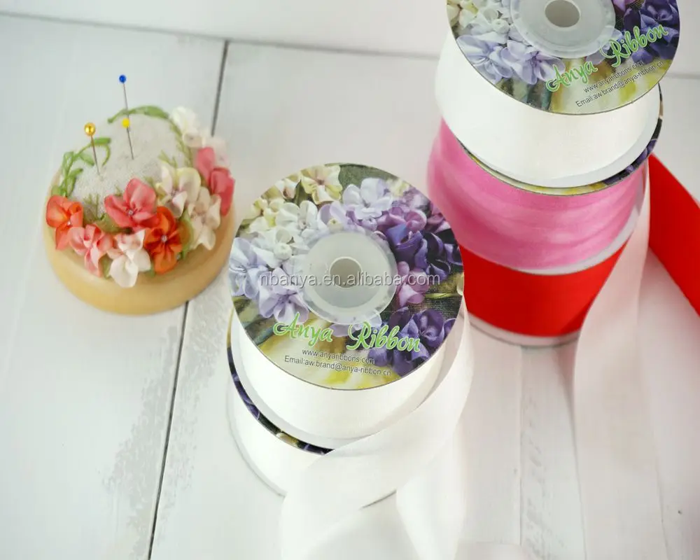
25mm 32mm 100% pure silk embroidery ribbon thin faffeta habutai silk ribbon high quality gift ribbon handcraft embroidery 
