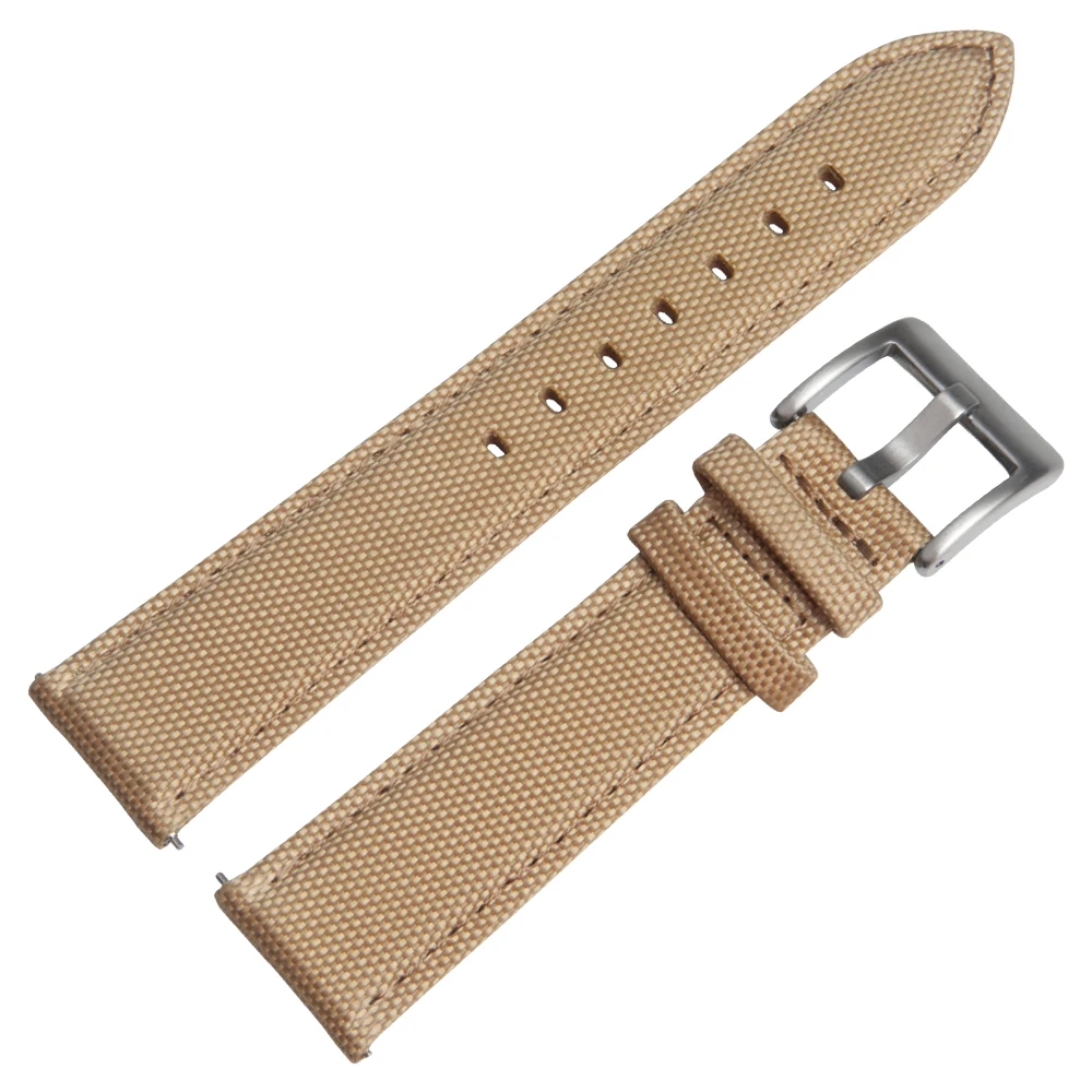 Hot Sell Sand Nylon+Leather Sailcloth Watch Straps Fabric Watch Bands in 18mm/20mm/ 22mm with Brushed Buckle From CONKLY