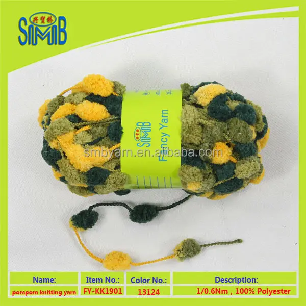многоцветный пинг-понга рука вязание фасонной пряжи для вязания шарфа с помпонами