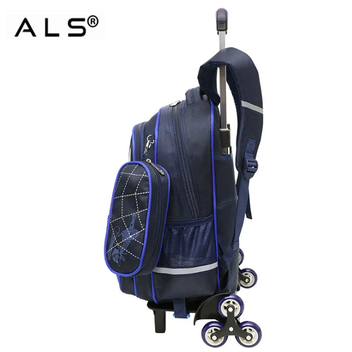 
Cartoon Detachable Children Trolley School Bag With Three Wheel Spiderman Trolley Backpack 