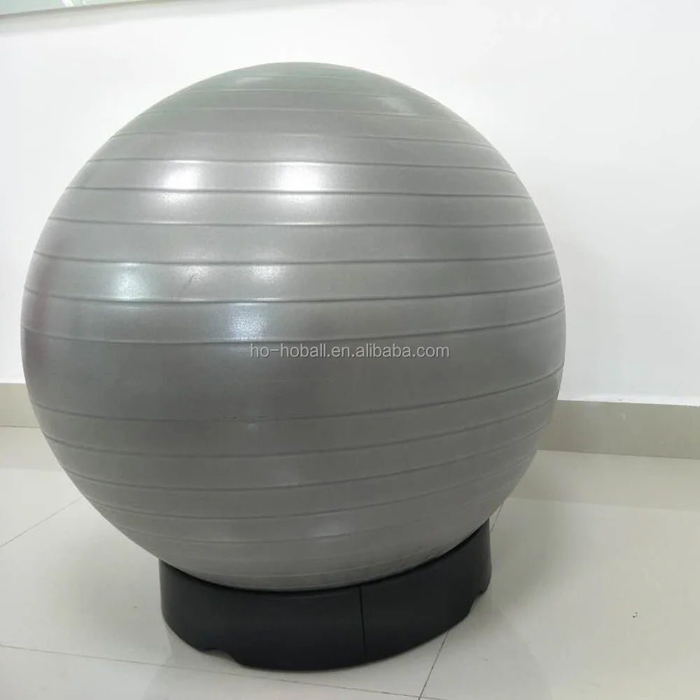 Anti-burst and slip resistant exercise ball with stability base