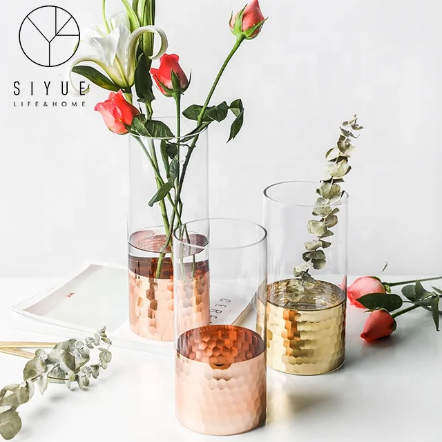 Wholesale New Nice Glass Vase Gold Flower Vase for Home Decoration and Wedding  1911