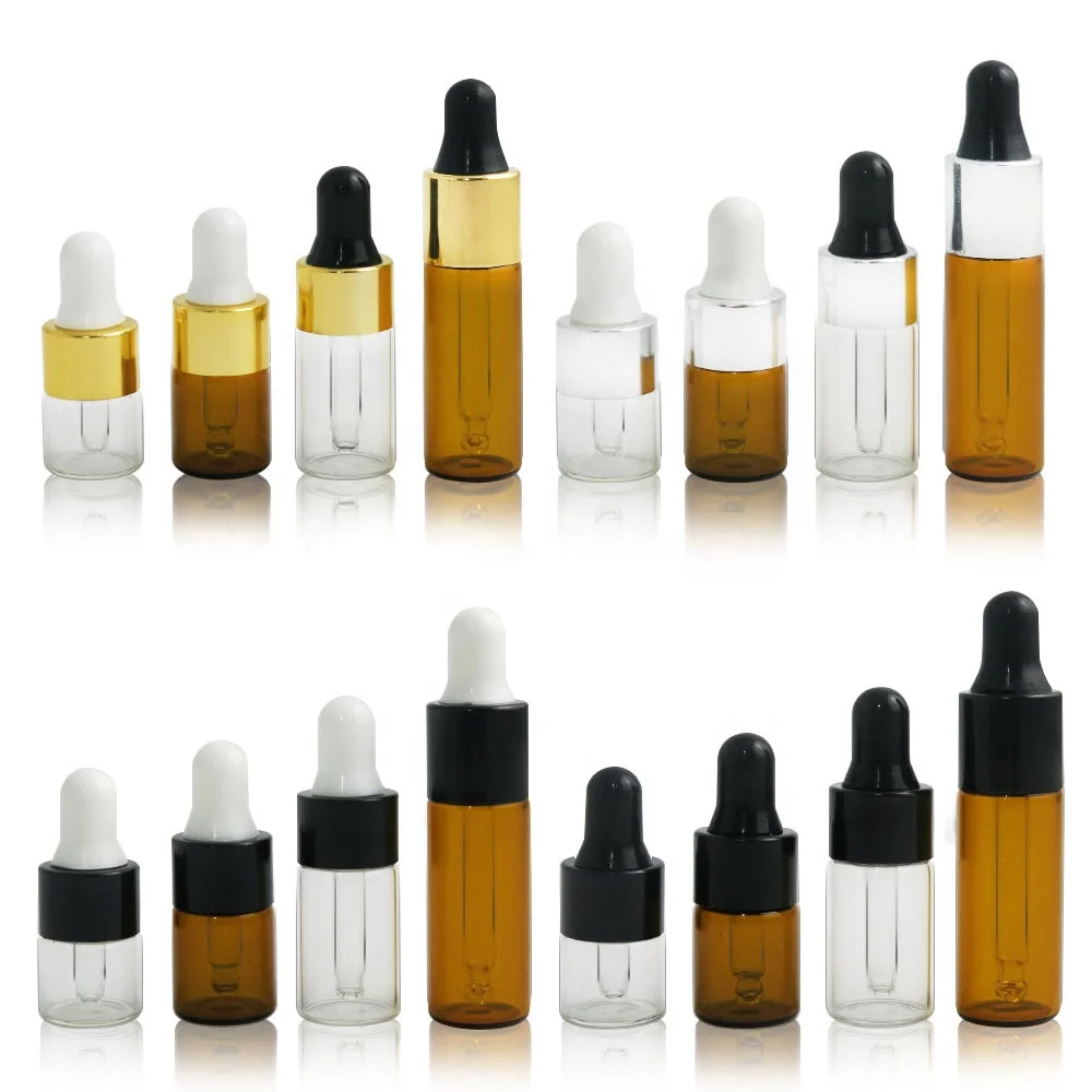 1ml 2ml 3ml 5ml amber clear Portable  Aromatherapy Esstenial Oil Bottle With Eye Dropper Mini Empty Pipette Dropper Glass Vials
