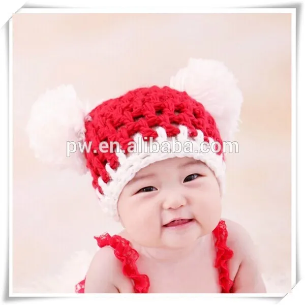 ребенка детей за руки- крючком шерсть зимние шапки новороёденных девочек