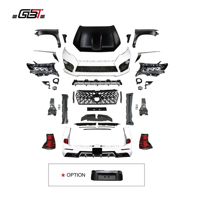  GBT body kits include front rear bumper grille with headlight light 2010-2017 UPGRADE TO 2018 For Toyota Prado